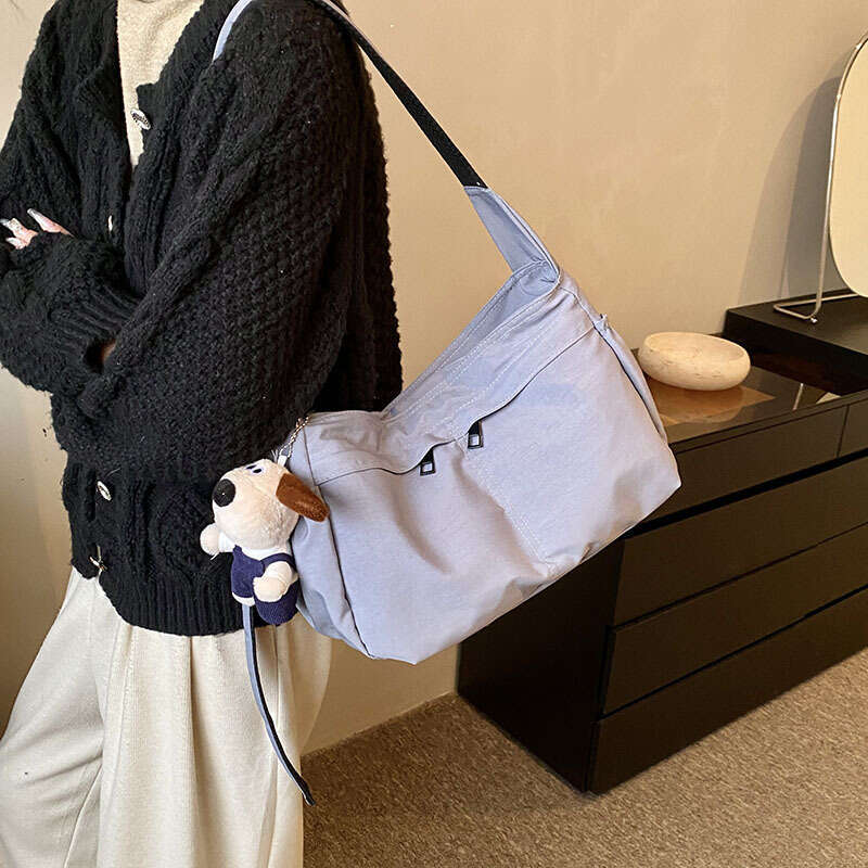 Oxford cloth large capacity women's lazy style, one shoulder diagonal cross bag, 2024 new fashionable and casual canvas trend