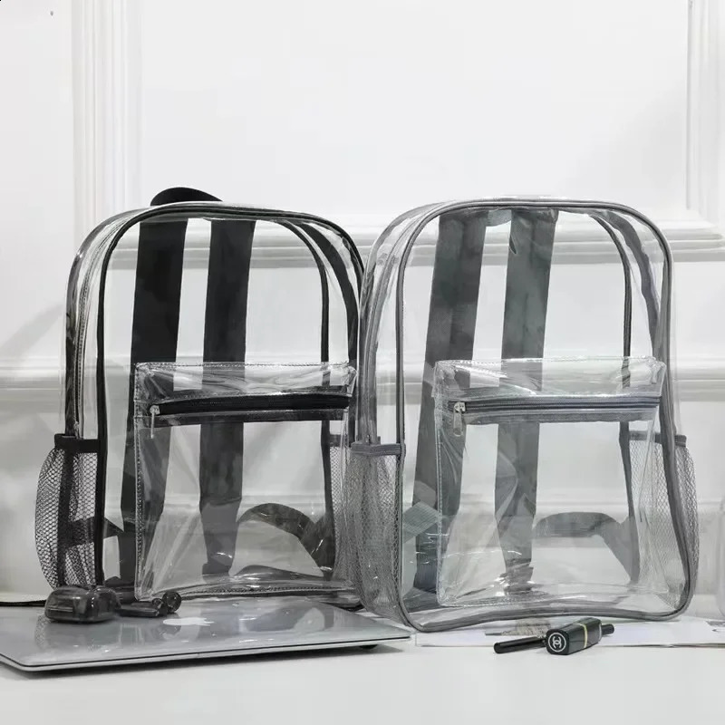 Backpack Waterproof Transparent School Bag Girl Large Capacity Backpack Solid Clear Backpack Men Fashion Transparent Plastic Bag 241223