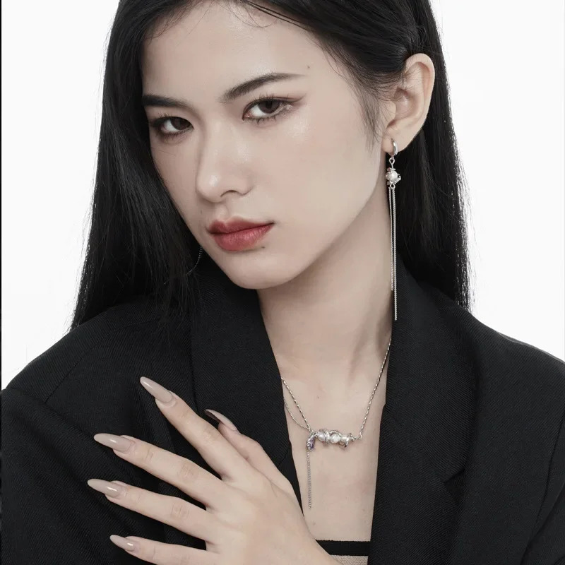 Ables Chic Solid 925 Silver Multi Strand Chain Zircon Pearl Accent Original Woman Necklace Y1S2N1001 241220