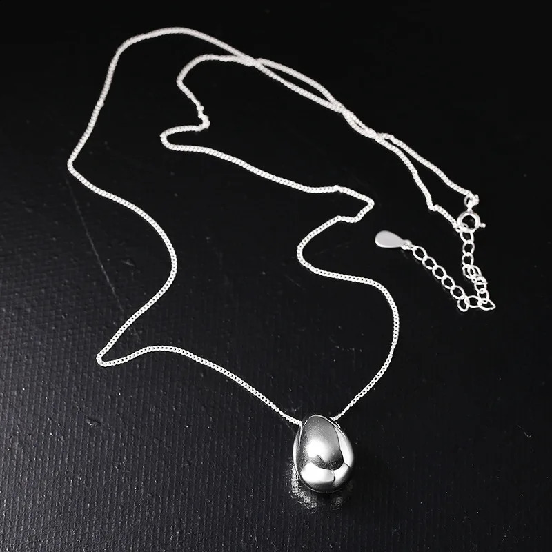 925 Sterling Silver Water Drop Sweater Chain Autumn and Winter Long Silver Necklace Simple Ins Blogger Model 241220