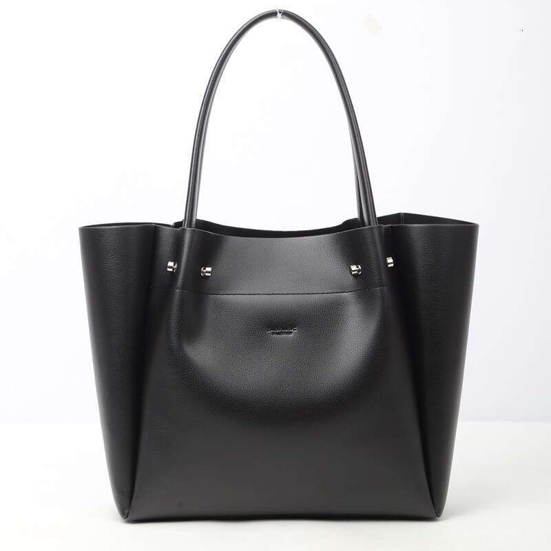 New Women's With Large Capacity Soft Leather Shopping Bucket Bag, One Shoulder Hand-Held Commuting Tote Bag