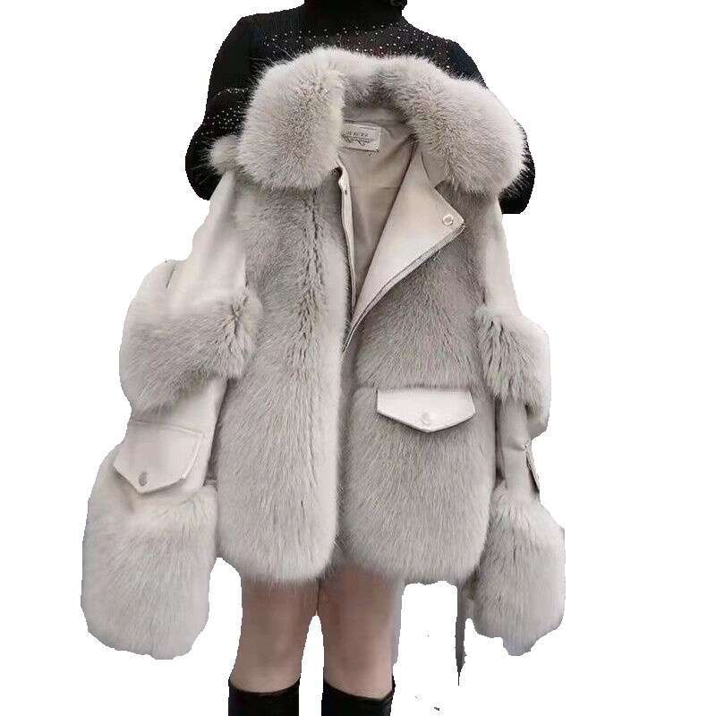 Haining for Womens 2024 New Fine Imitation Fox and Integrated Young Elite Style Fur Coat