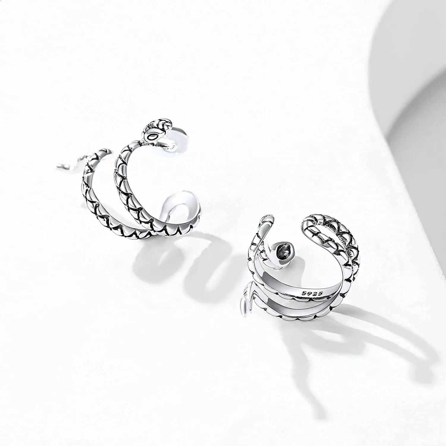 S925 Sterling Silver Snake Ear Cuff Helix Cartilage Clip on Earrings Non Piercing Earrings for Women CP541 241220