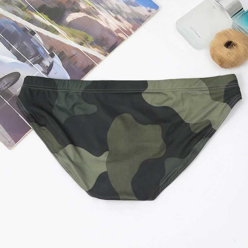 Sexy camouflage mens underwear silk glossy underwear breathable raised pockets mens underwear W241223