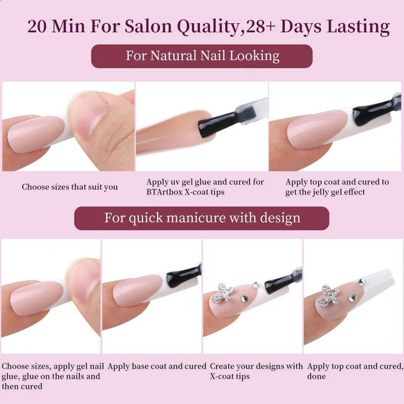 Mixed Color 288PCSBox French Tip Press on Nails Full Cover Traceless False Nail Tips Artificial Wear Press on Nail Tips 241223