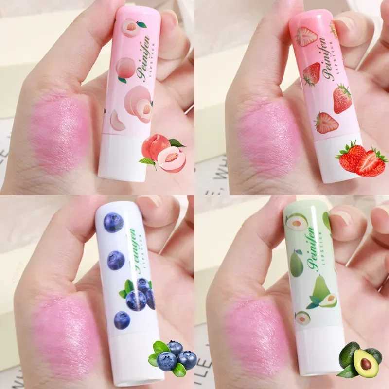 Fruit Lip Balm Temperature Change Color Tinted Lipstick Strawberry Peach Moisturizing Lasting Waterproof Lip Primer Cream MakeupXJ241223