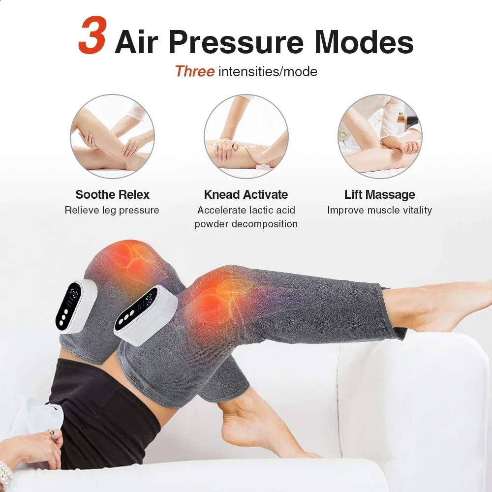 Electric 360° Full Cover Leg Massager Thigh Calf Air Pressure Massage Kneading Heated Foot Relax Muscle Blood Circulation 241223