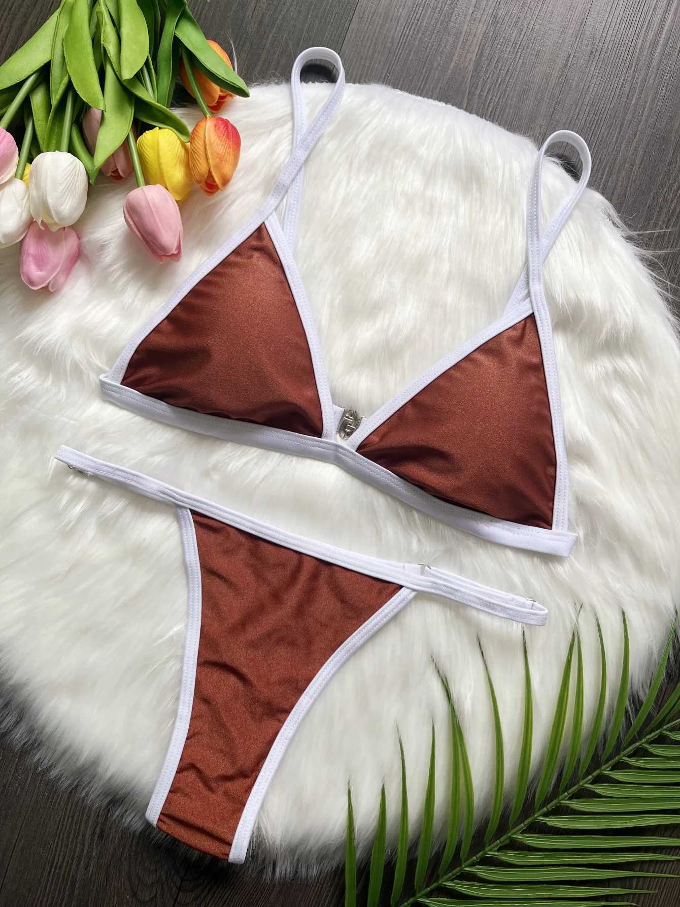 RUOTONSEPT Sexy Solid Bikinis Set Womens Swimsuit Two-piece Triangle Thong Swimwear Bathing Suit Brazilian Biquinis 2024 NewXJ241223