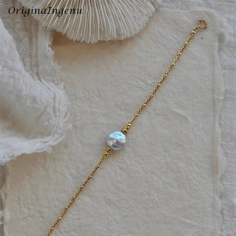 14K Gold Filled Natural Baroque Pearl Bracelet Handmade Gold Beads Bracelet Waterproof Tarnish Resistant Jewelry Boho Bracelet 241220