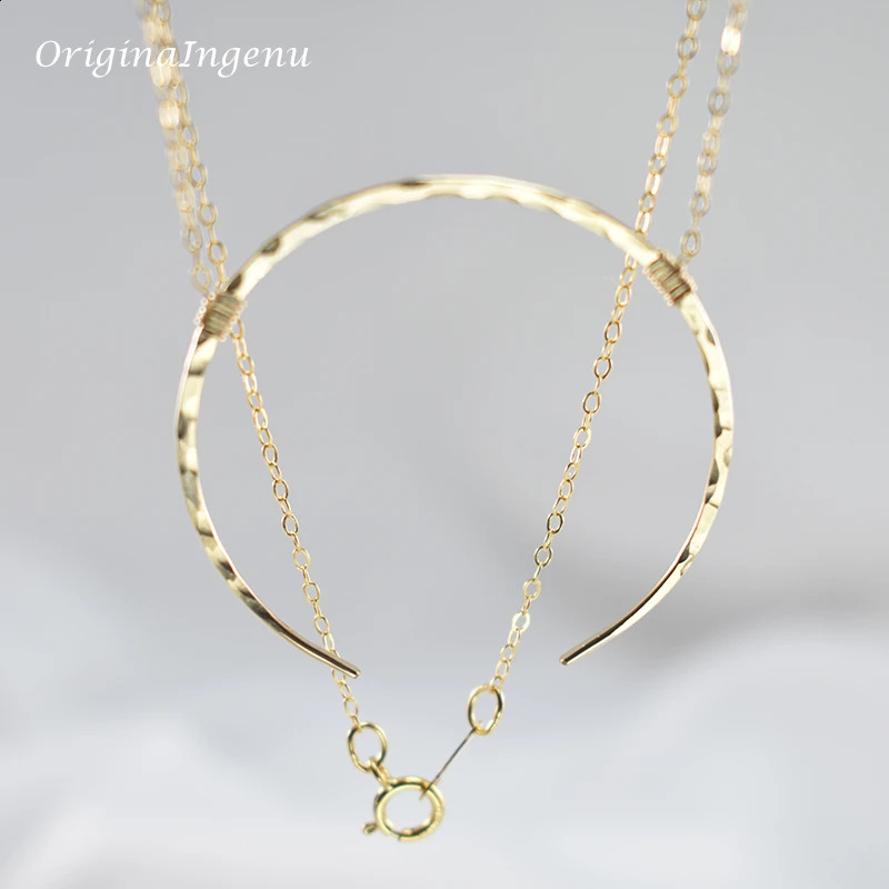 Hammered Gold Moon Necklaces Handmade Jewelry Gold Filled/925 Silver Pendant Vintage Choker Kolye Jewelry Women Boho Necklace 241220