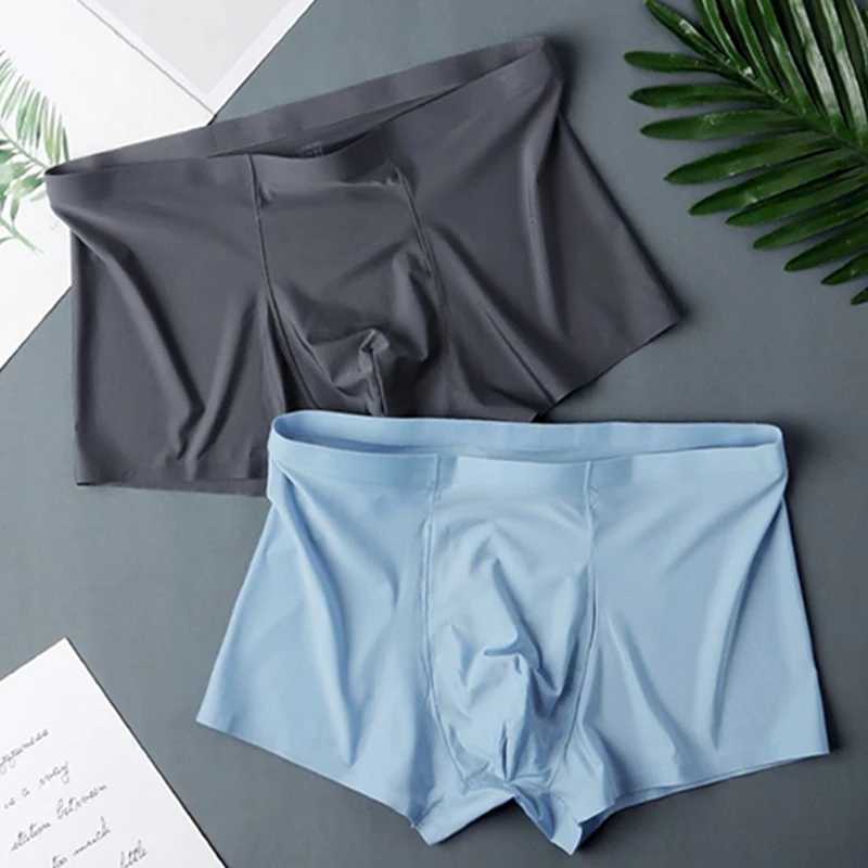 Alltooall Mens Ice Silk Sexy Seamless Boxing Shorts Underwear Fashion Underwear Mens Comfortable Ultra Thin Breathable Underwear W241223