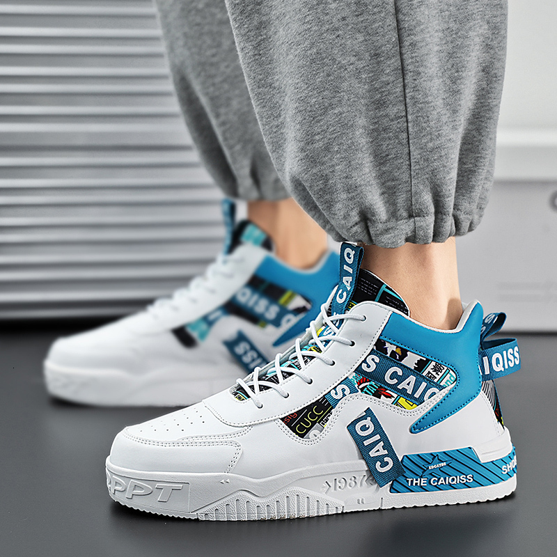 2025 new high top skateboarding men's fashionable thick soled leather designer men's casual sports shoes autumn and winter comfortable women
