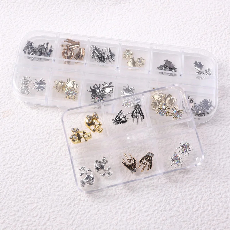 TSZS Hollow Nail Diamond Decoration Punk Style Alloy Skeleton Pumpkin Butterfly Halloween Nail Charms Set For Manicure Ornament 241220
