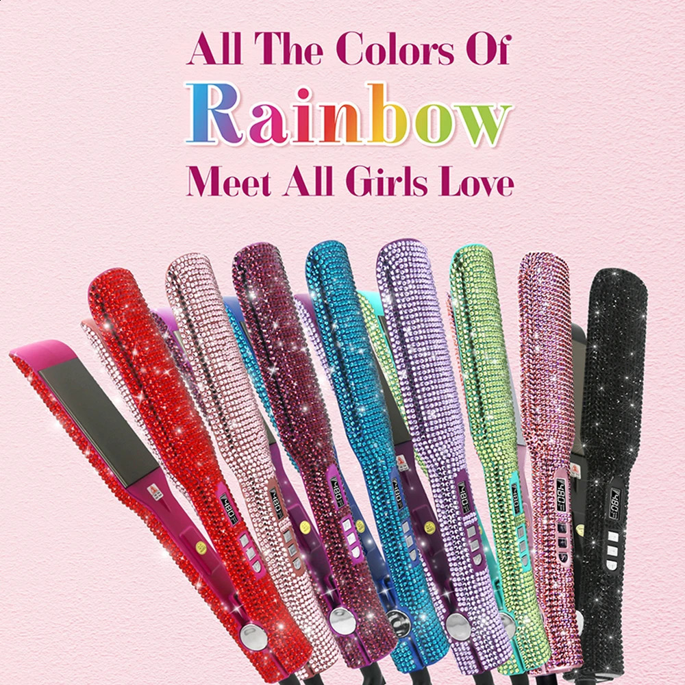 Rhinestone Flat Iron For a Straightening Irons LCD Display Floating 2 Inches Wide Plate Hair Straightener Curler 241223