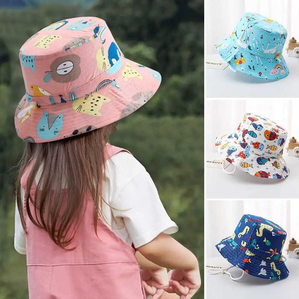 Caps Hats Baby Cute Boys and Girls Wide Brim Fishermans Hat UV Protective Childrens Panama Hat Sun Hat H241223