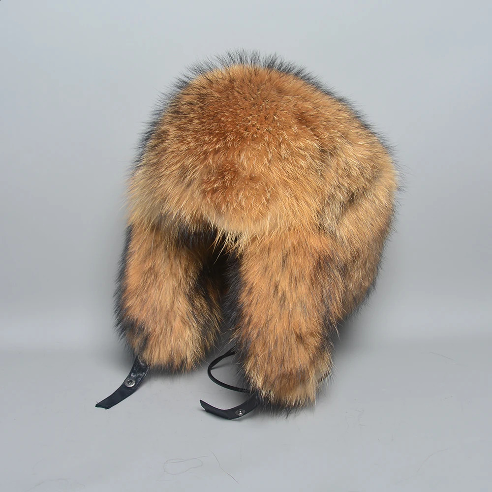 Real silver fox fur hat real raccoon fur Lei Feng hat of Russian male bomber hat 241220