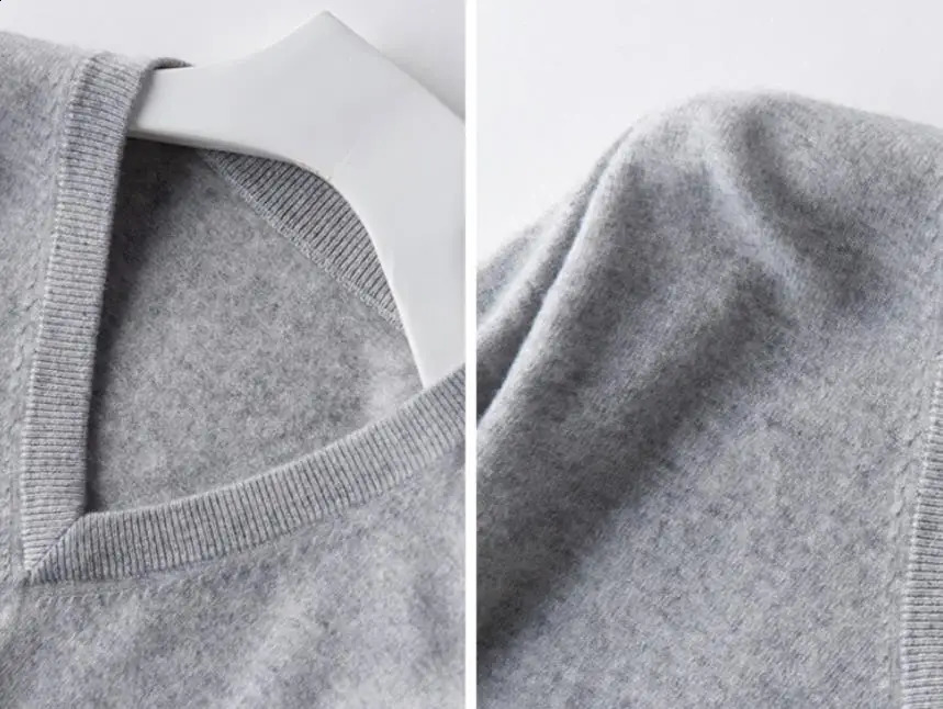 Classic Pullover V-neck Sweater for Men Autumn/Winter Cashmere Cotton Blended Warm Jumper Clothing Pullover Mens Sweater 241223