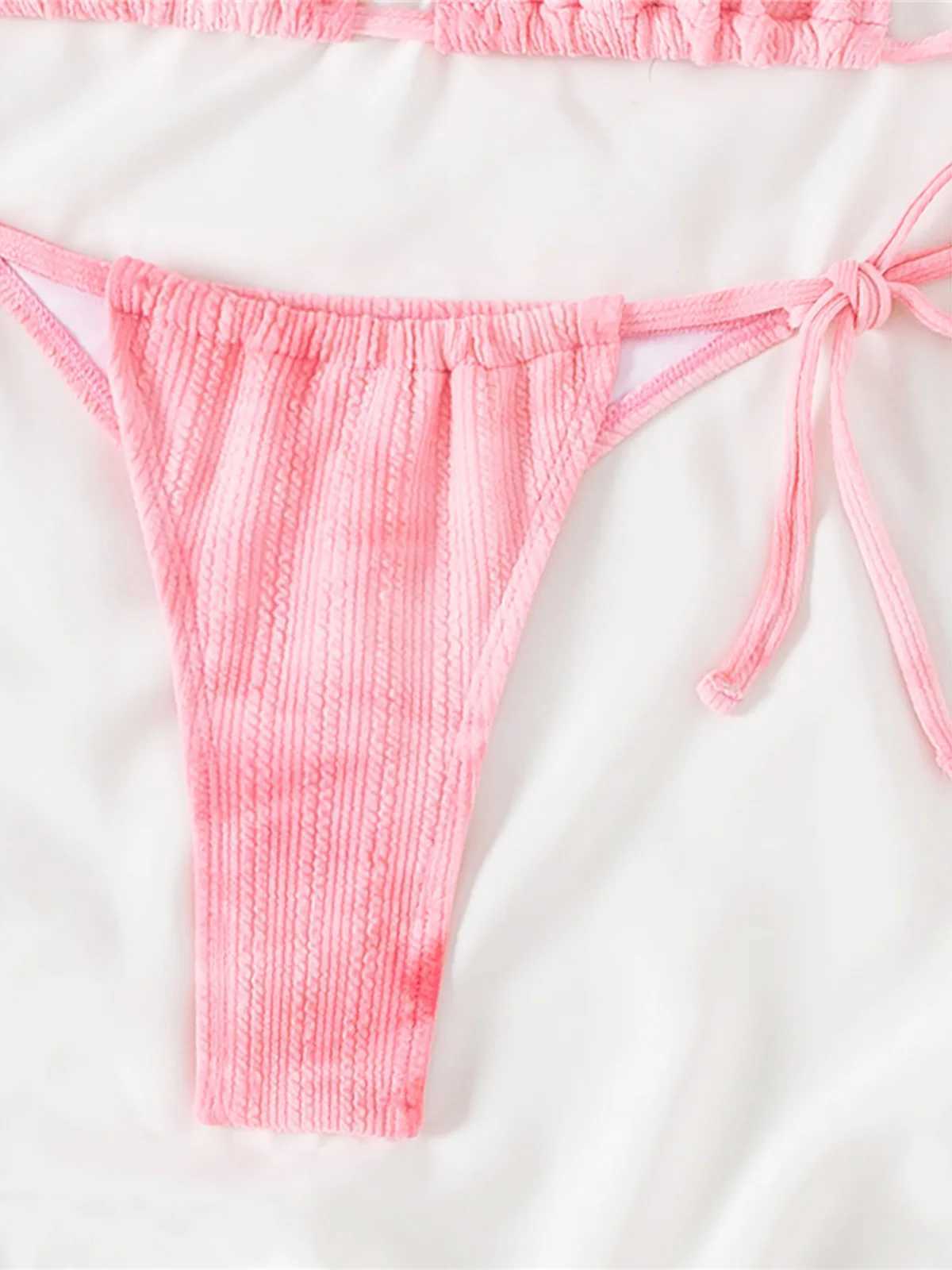 Sexy Mini Micro Thong Halter Strappy Bikini Female Swimsuit Women Swimwear Two-pieces Bikini set Bather Bathing Suit Swim K5401XJ241223