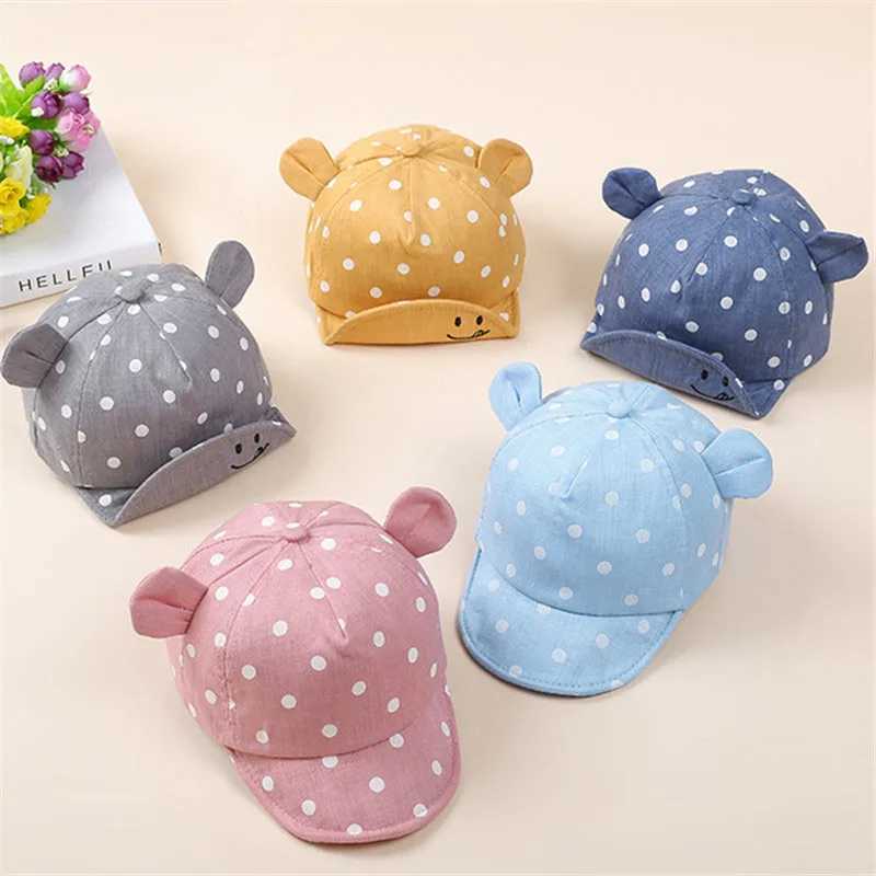 Caps Hats Cotton baby hat summer leather hat toddler hat childrens hat cute 3D ear baseball hat baby soft sun hat H241223