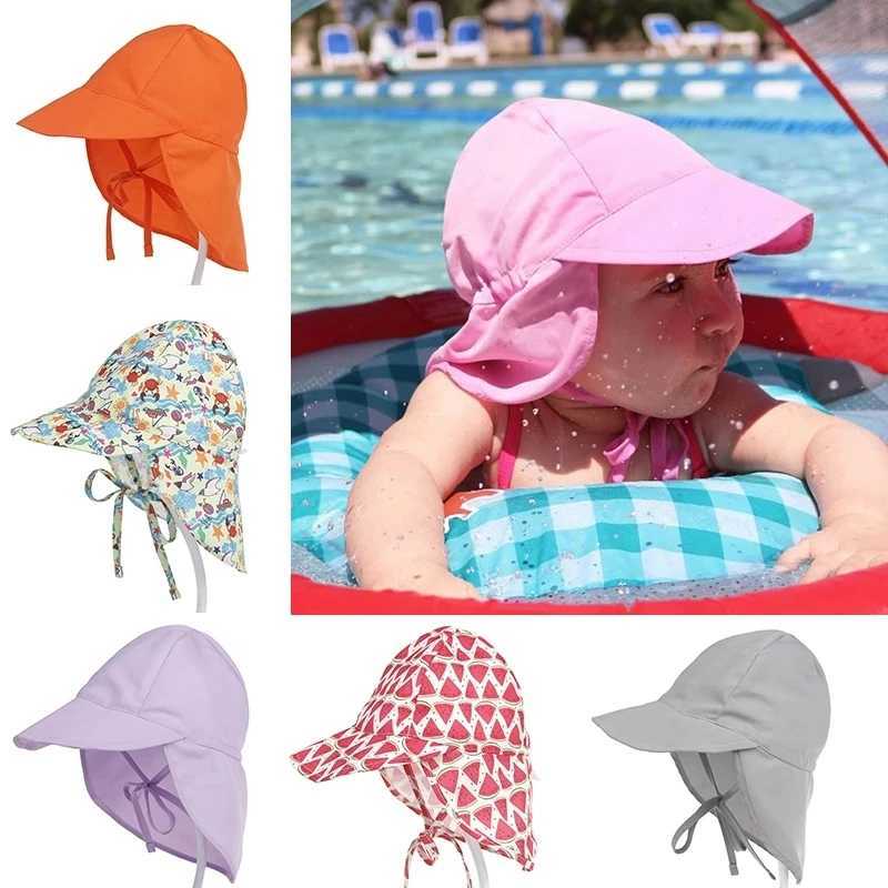 Caps Hats Brand Baby Swimming Hat Summer Cartoon Sunscreen Beach Sunscreen Hat Waterproof Boys and Girls Childrens Outdoor Hat H241223