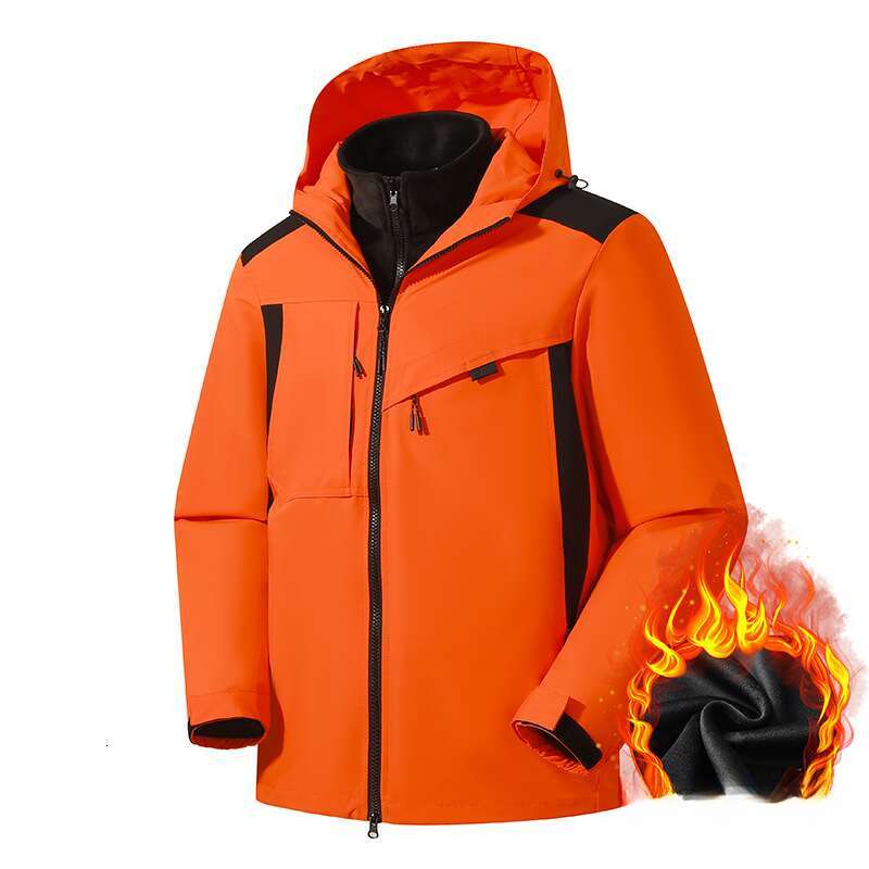 Live streaming waterproof windproof outdoor three in one jacket for men and women, two-piece jacket, silver fox fur