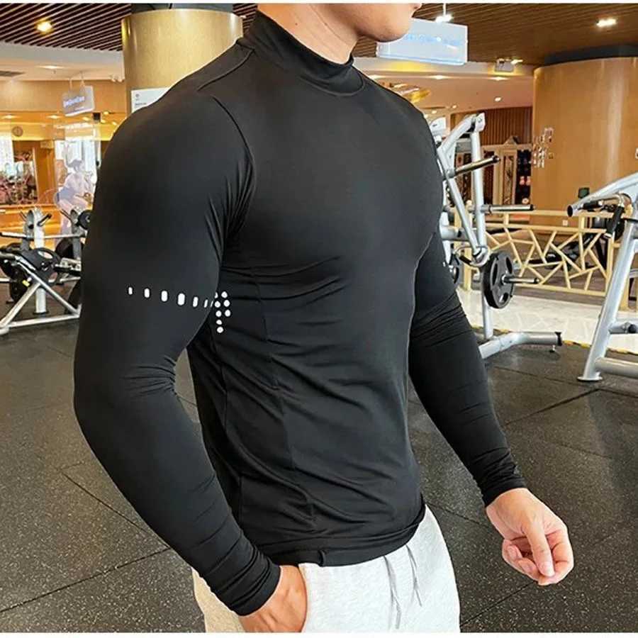 High Quality Gym T-shirt Mens Long Sleeve Compression Shirt Fast Drying Training Top Mens Muscle Exercise Running Clothes T241223