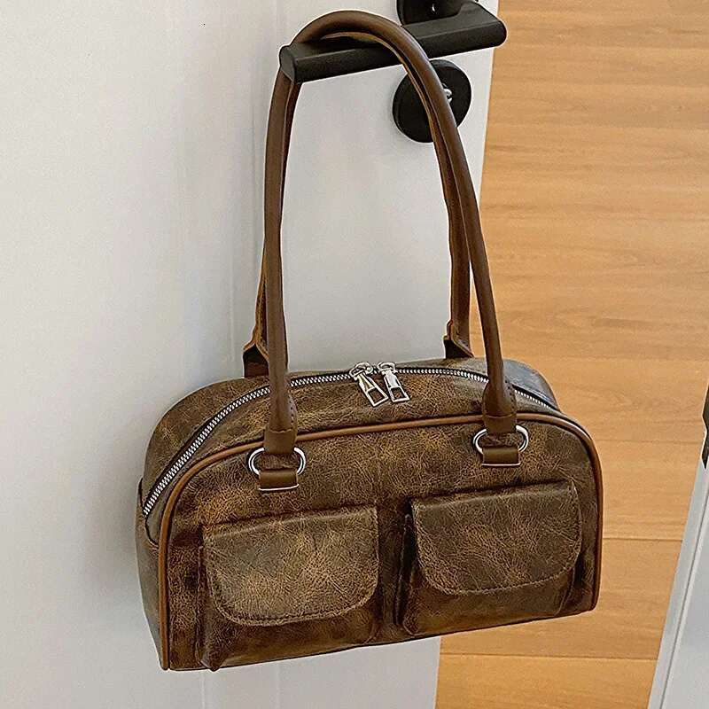 Women's Bags Handbag Retro Small Double Pockets Shoulder Bags For Women New Fashion Trend Designer Underarm Bag Female Handbags And Purses