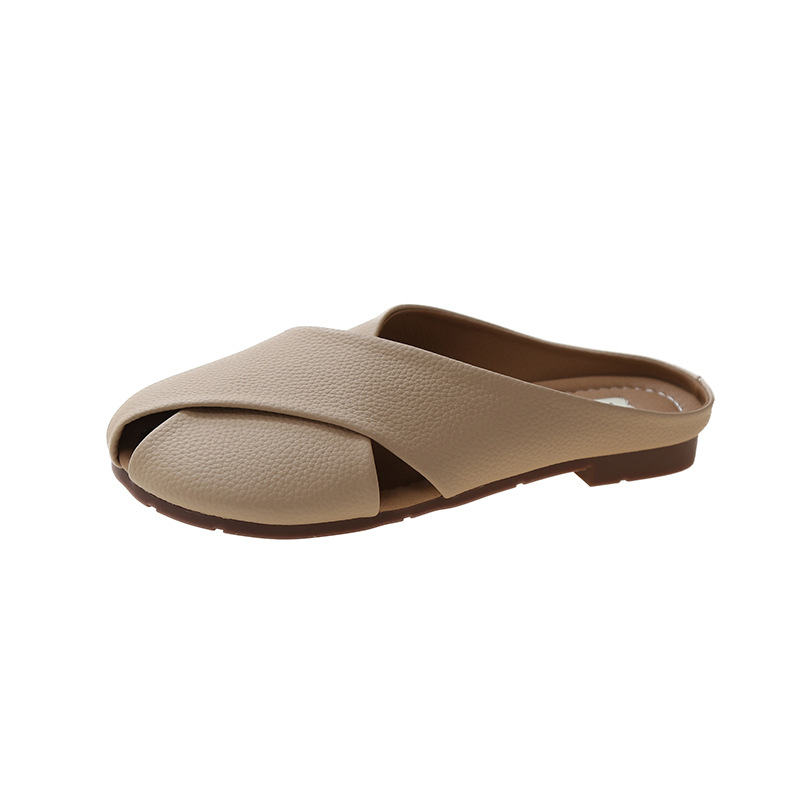 Baotou slippers female summer new Korean women flat slippers soft bottom Baotou half slippers home slippers female For 2025