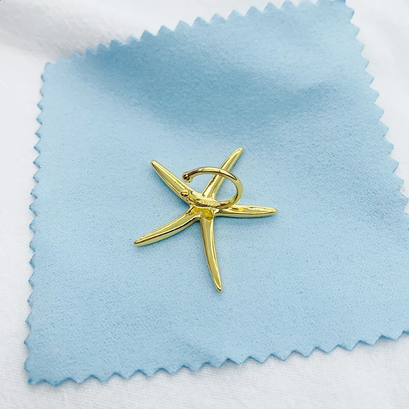925 sterling silver golden color starfish clip on earrings for women original light jewelry piercing ear cuff 241220