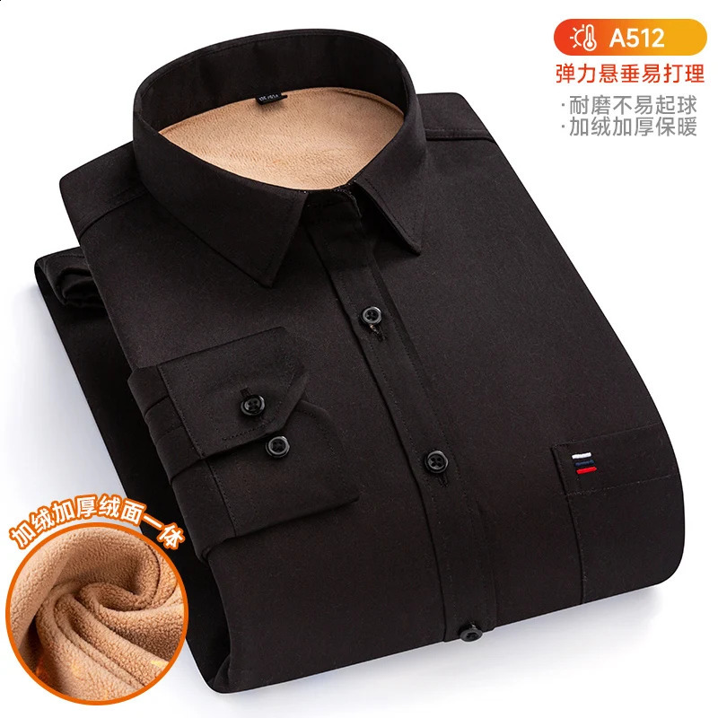 6XL 7XL Autumn/Winter plus fleece thickened Mens dress shirt Long sleeve warm slim Business casual no-iron plus size 241223