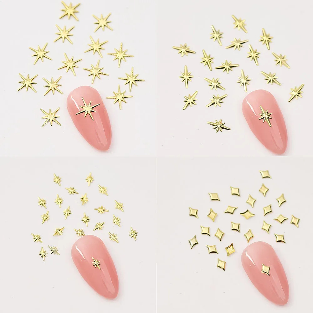 100pcs Random Mix Nail Rivet Studs GoldSilver Stars Light Nail Art Charms Asterism Starlight Accessories Manicure Supplies 241223