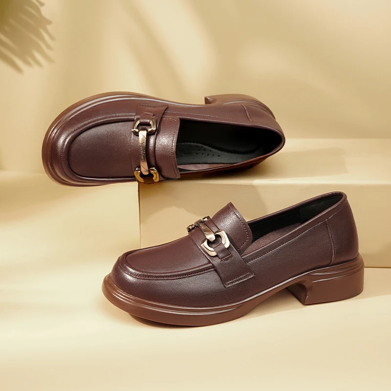 AIYUQI Loafers Women Genuine Leather Spring Shoes Women Casual British Style Slip-on Ladies Shoes