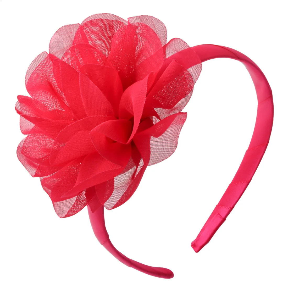24pcs Fashion Big Chiffon Floral Hairbands Tulle Flower Hard Headbands Princess Headwear Boutique Hair Accessories for Girls 241223
