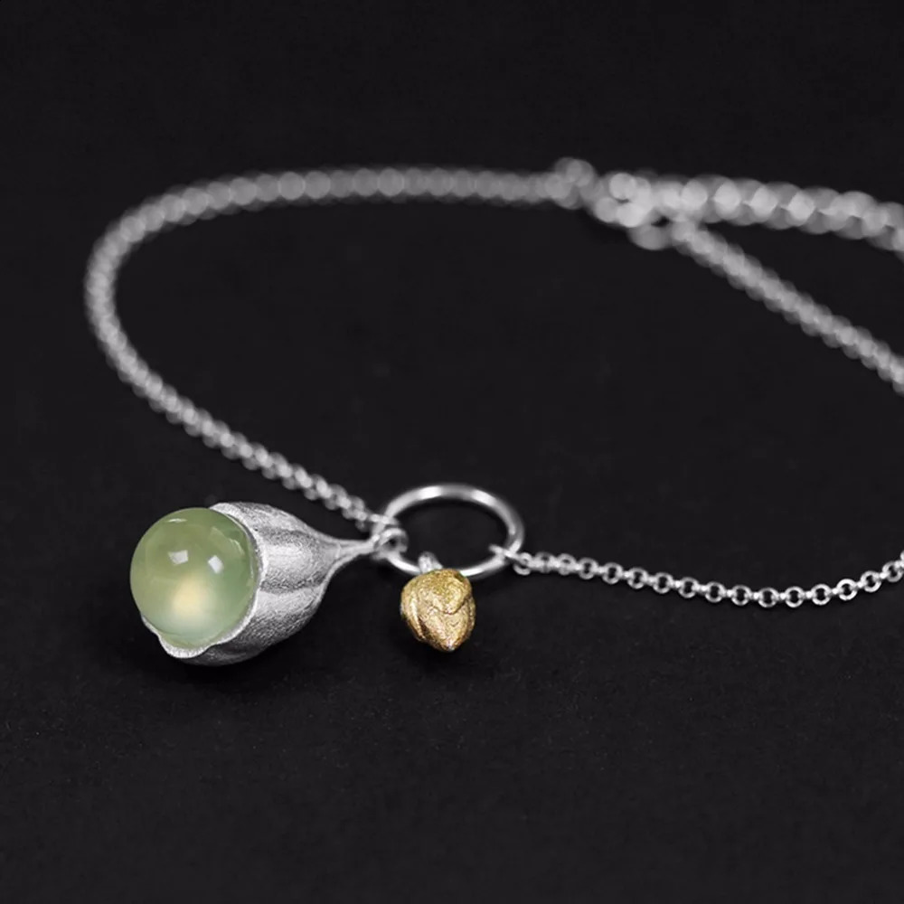 Lotus Fun Moment Real 925 Sterling Silver Natural Stone Handmade Fashion Jewelry Elegant Lotus Buds Bracelets for Women 241220