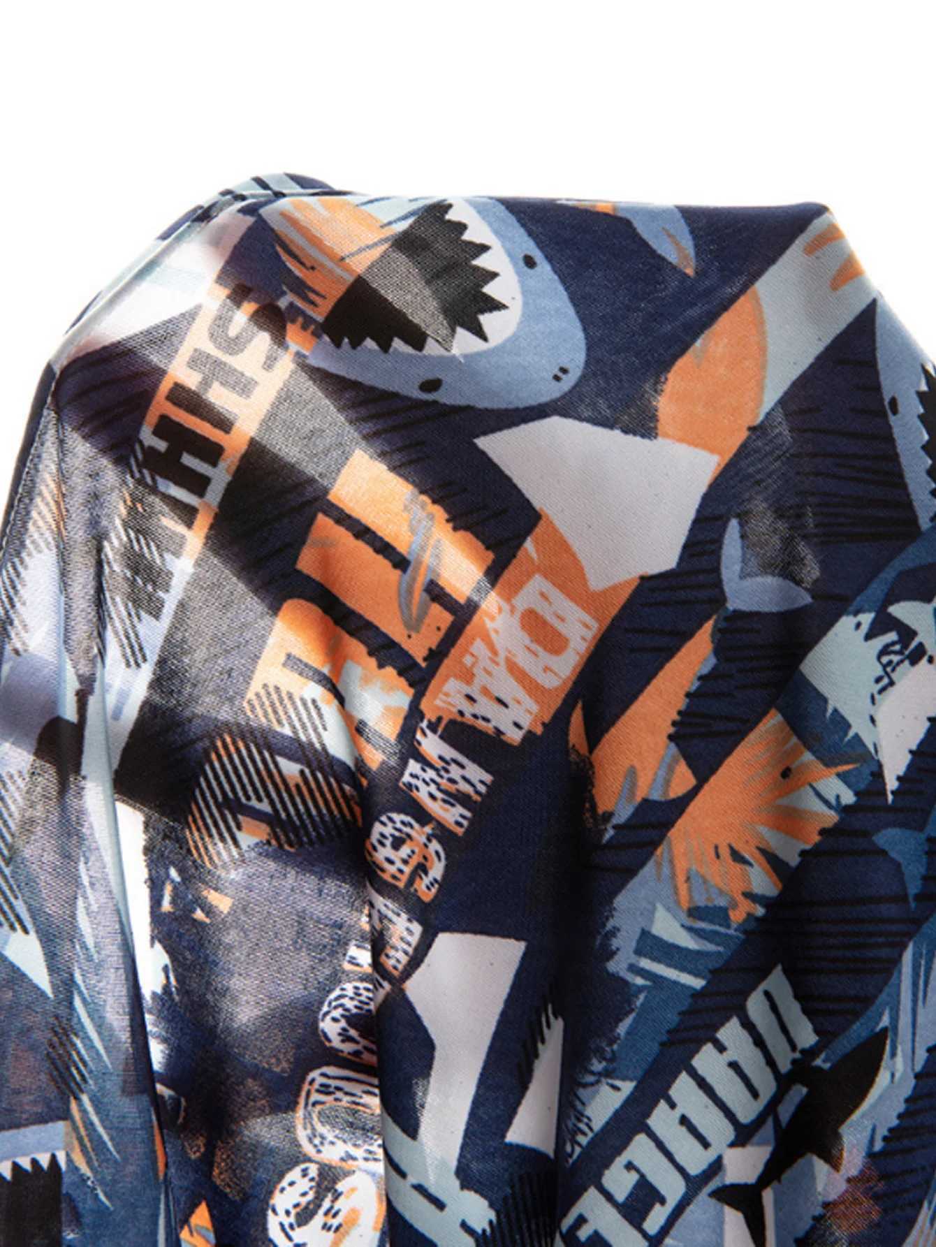 4 packs of shark print mens intimate casual boxing shorts breathable and comfortable elastic boxing shorts sports shorts W241223