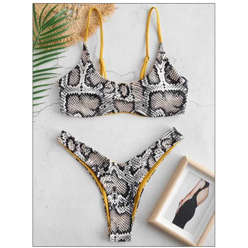 Sexy Bikini Set for Women Push Up Female Swimsuit Snakeskin Print Swimwear Swim Separate 2 Piece Brazilian Bathing Suit 2024XJ241223