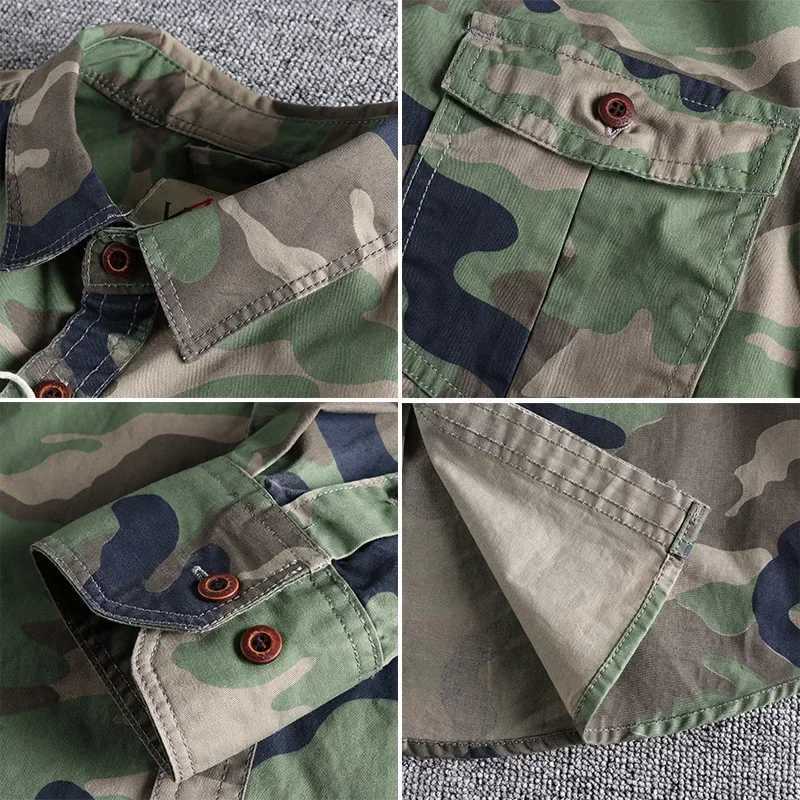 High quality mens classic camouflage cargo shirt durable outdoor hiking sports collar jacket casual youth hard pocket Camisia W241223