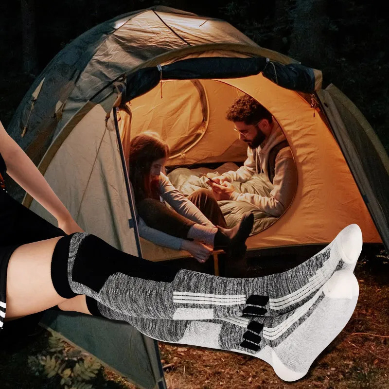 DAY WOLF Merino Wool Skiing Socks High Quality Professional Mens/Womens Outdoor Hiking Socks Thick Wool Hoop Warm Knee High Socks 241219