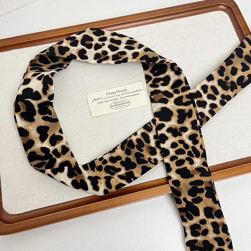 Leopard Print Bag Skinny Silk Scarf For Women Foulard Women Tie Fashion Head Scarves 241223