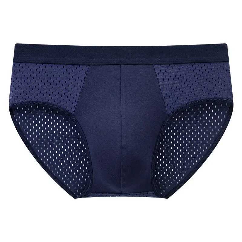 Solid mens summer silk underwear boxing shorts breathable underwear bamboo carbon fiber antibacterial hollow underwear W241223