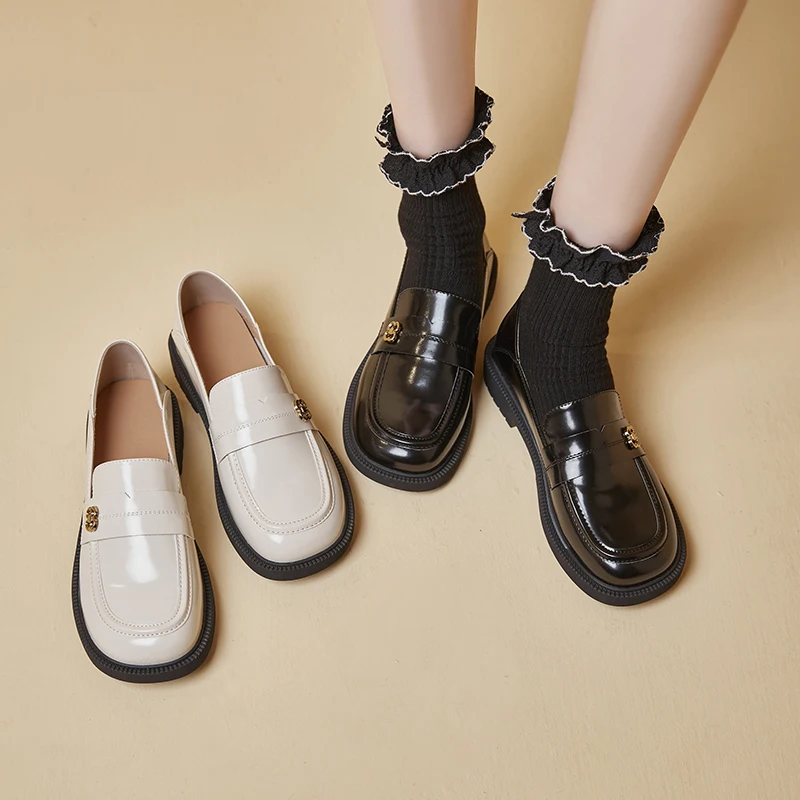 AIYUQI Women Loafers Genuine Leather Spring British Style Ladies Shoes Slip-on Soft Sole Non-slip Women's Shoes