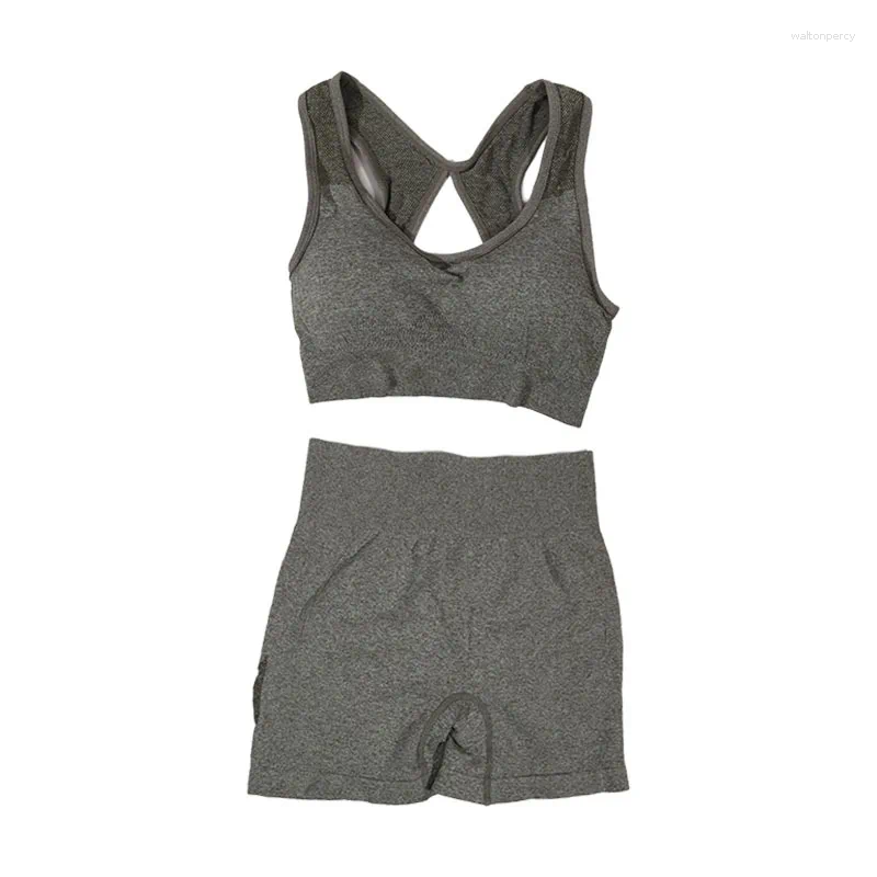 Women's Tracksuits Summer Women Yoga Sets Workout Short Set Ribbed Seamless Femme Gym Sport Shorts Fitness Quick Dry Suit
