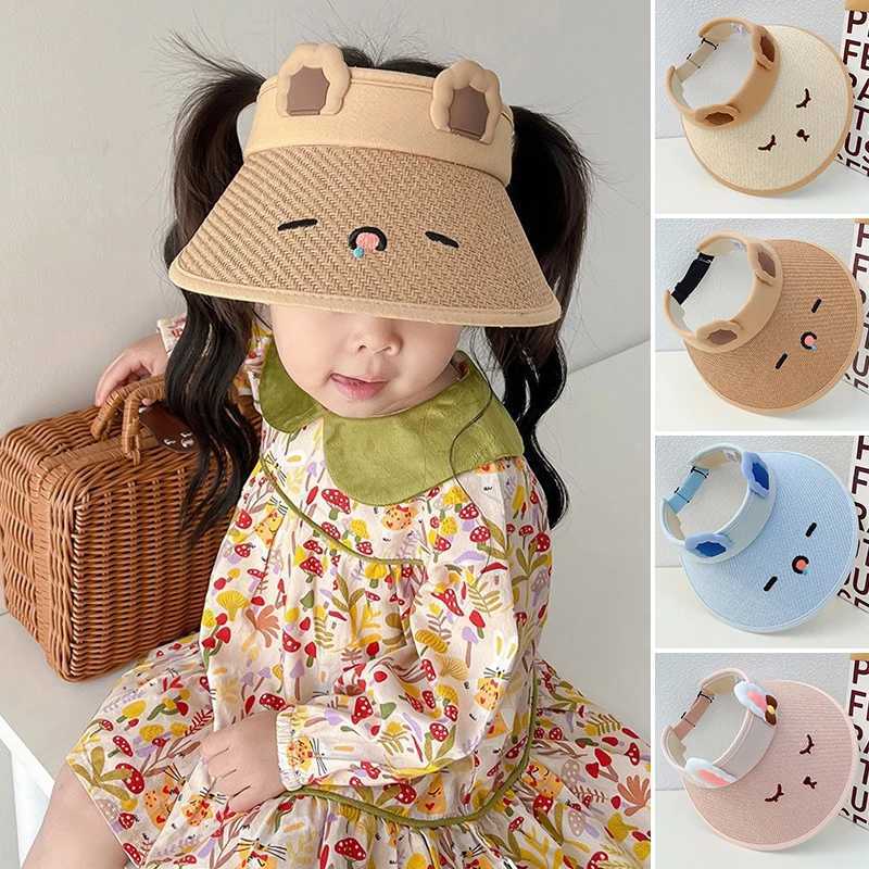 Caps Hats Summer Childrens Sunshine Hat Outdoor Boys and Girls Sunshine Hat Cute Cartoon Baby Empty Top Hat Childrens Big Brim Fishermans Hat H241223