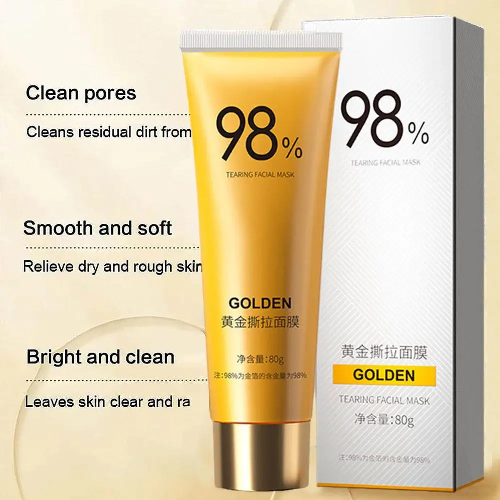 80g Gold Peel Mask Deep Cleansing Tightens Facial Mask Lightens Blackheads Cleanses Pores Tightens Cleans Deep Nose Pores 241223