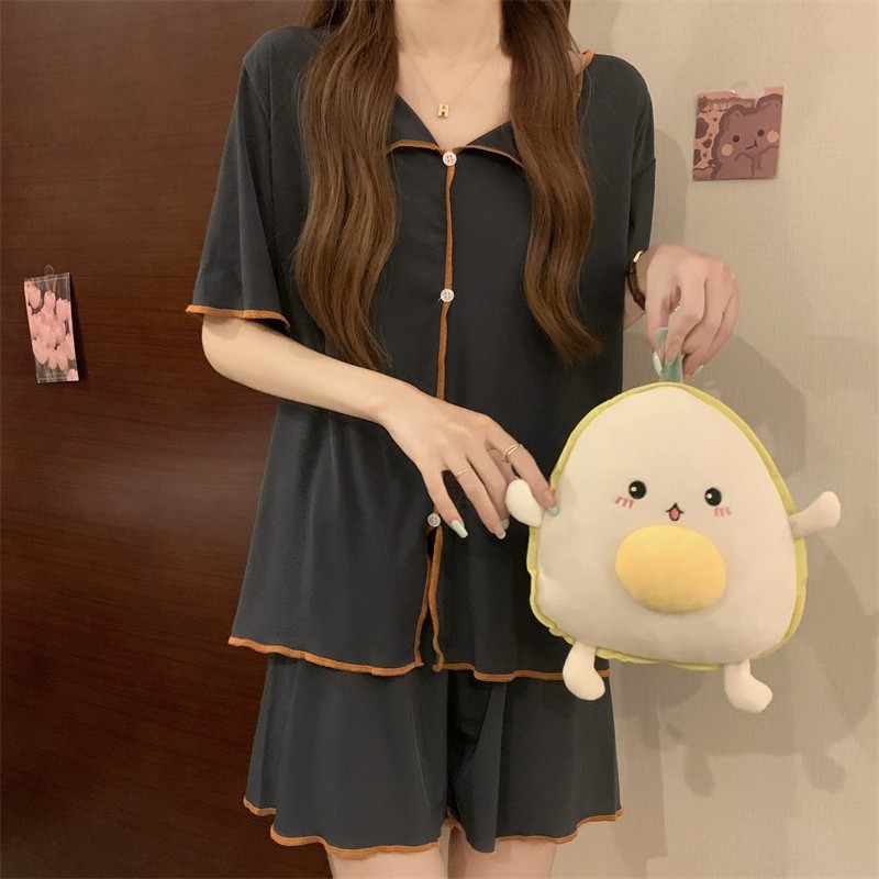 B131-New sexy pajamas women's summer ice silk nightdress suspenders shorts home clothes two-piece suit thin style