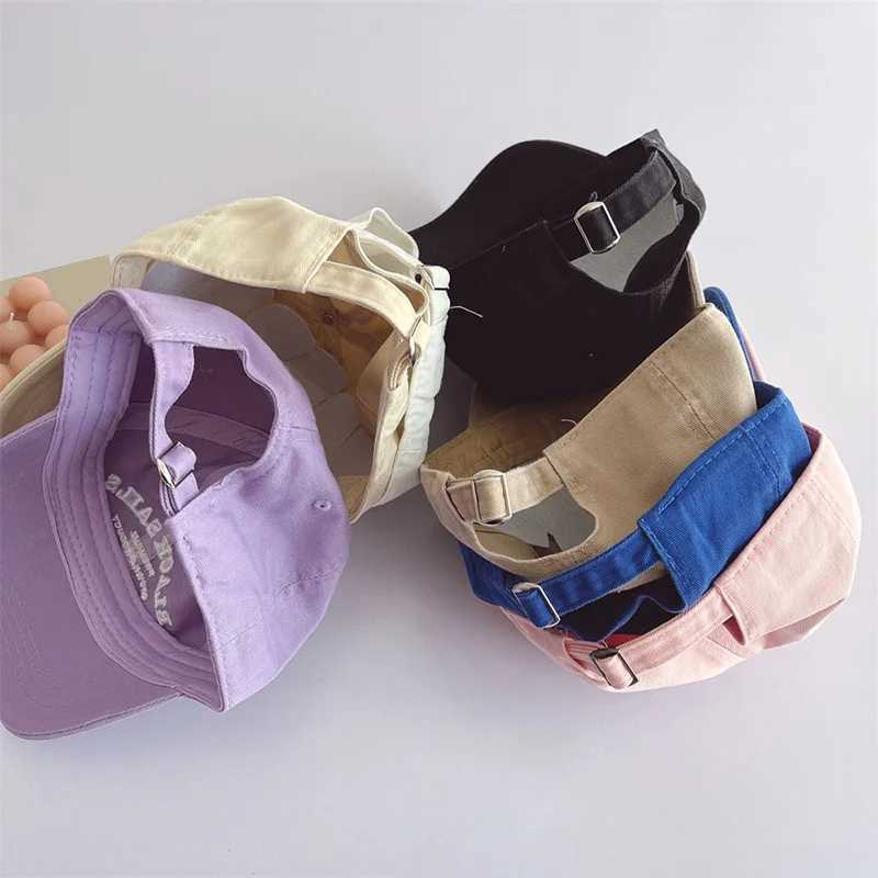 Caps Hats Childrens baseball cap fashionable letter embroidery spring and summer boy and girl snap on sun hat solid color childrens adjustable foot ca