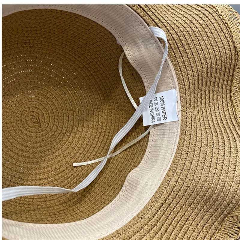 Caps Hats 3-8-year-old girls sunny straw hat and bag 2024 new princess childrens summer outdoor sunny beach hat sun fisherman hat H241223