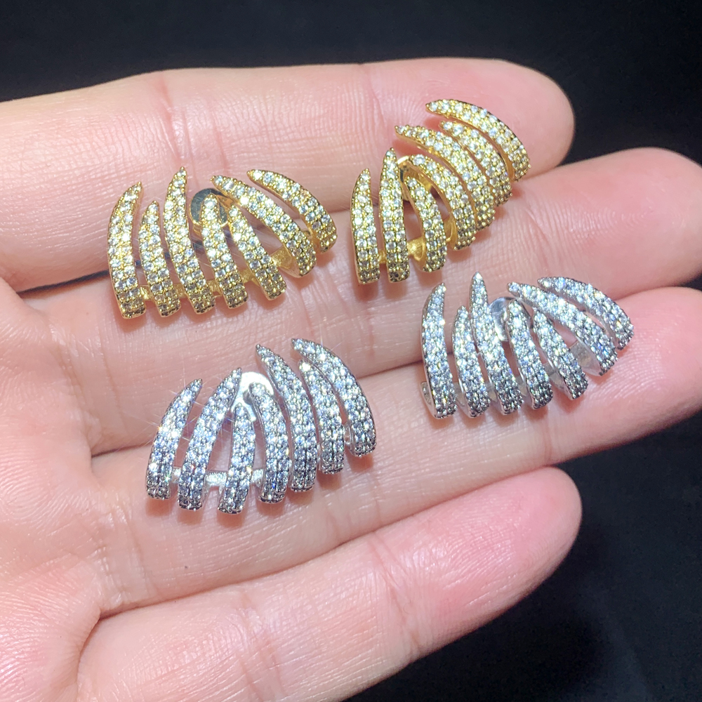2025 New Arrived Full Micro Paved 5A Cubic Zirconia CZ Bud Shaped Sparking Fashion Women Big Stud Earring