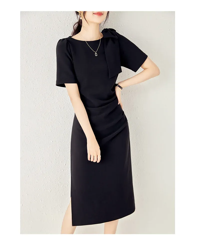 European Celebrity Style Senior Big Bow Pleating Wrap Buttocks Skirt For Women