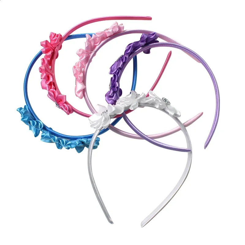 Childrens Flower Headband Solid Hair Band Silky Satin Ribbon Hair Hoop Headband Decorative Floral Headwear for Girl Toddler Kid 241223